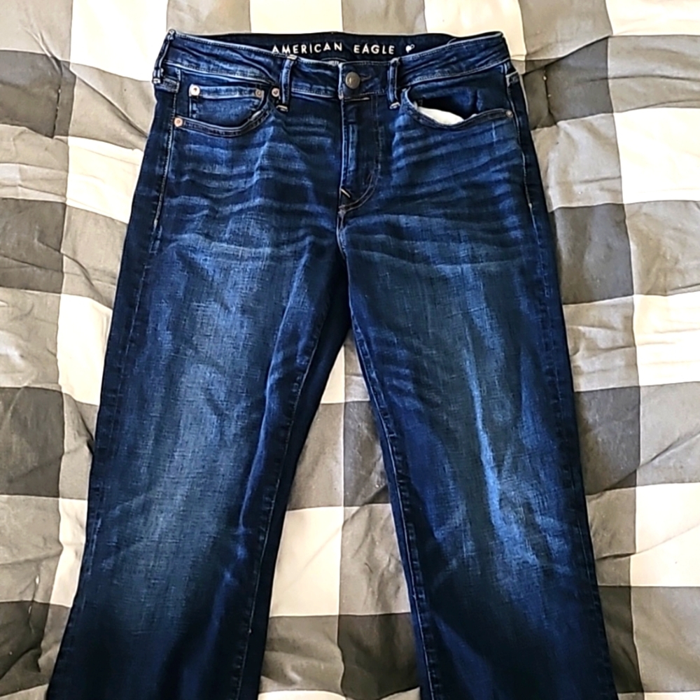 American Eagle Airflex + Dark Denim Blue Jeans. 32W X 32L great condition.